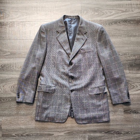 🎉 Hickey-Freeman Classic Gray Check Suit Jacket 🎉